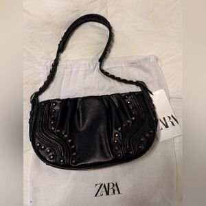 Zara Black Studded Shoulder Bag
